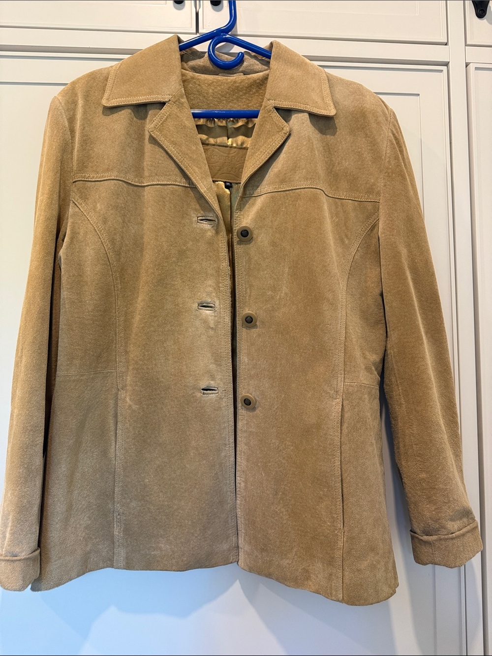 Women's Suede Button-Front Jacket - Tan